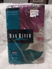 Vintage Dan River Maroon Floral Print 80's Pillowcase set. 2 Piece Standard Size
