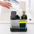 Kitchen Organizer Rack Sink Sponge Holder with Soap Dispenser Brush