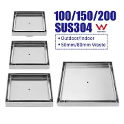 Bathroom Tile Insert 100-200mm Square Stainless Floor Waste Drain Shower Grate