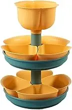 Strainer Basket 3 Layers Hot Pot Rotating Plate,Rotating Hot Pot Platter for Vegetables, Fruits(Blue)