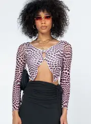 Harrison Long Sleeve Mesh Top Black / White