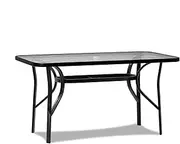 [ALFORDSON] Outdoor Dining Table Rectangle, Garden Patio Furniture with Patio Desk for Outdoor Chairs, Indoor Bar Table for Patio, Garden, Lawn, Balcony and Swimming Pool Side, 140 * 80 * 70cm, Black