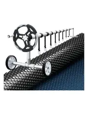 Aquabuddy Pool Cover 600 Micron 6.5x3m w/ Roller 5.55m in Black