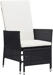 Garden Chair Reclining Garden Chair with Cushions Poly Rattan Black Patio Seating