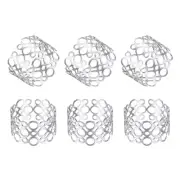 6pcs Silver Napkin Rings Round Metal Hollow Napkin Holder for Dinner Table