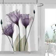 Linki Purple Floral Shower Curtain Watercolor Tulip Flower Shower Curtain for Bathroom Waterproof Polyester Fabric Bathroom Curtain 72 x 72 Inch wi...