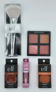 5 Lot NEW e.l.f. Powder Blush Palette Light-Blush&Glow +Powder Brush Putty Blush