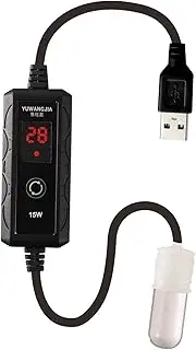 MYCENSE USB Small Fish Tank Heater Temperature Adjustable with Built in Thermometer Heating Tool Aquarium Heater for Pet Drinking Water Horned Frogs, 15W