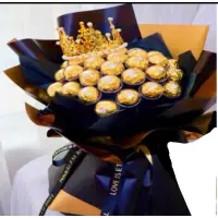 在飛比找蝦皮購物優惠-2024 台灣製作 台灣出貨 皇冠花束20顆金莎巧克力花束 
