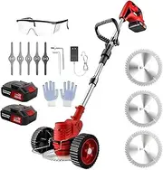 21V Cordless Electric Grass Trimmer - Telescopic Strimmer & Weed Wacker with 3 Blade Types, 2 x Batteries, Garden Lawn Edger for Efficient Yard Weed Pruning