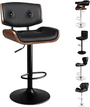 [ALFORDSON] Bar Stool Adjustable Kitchen Barstool Kayla Swivel Counter Dining Chair in 62.5-84cm Seat Height with Anti-Slip Floor Protector for Home Bar Dining Room Cafe Shops (All Black)