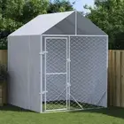 Outdoor Dog Kennel with Roof 2x2x2.5 m Galvanised Steel Pet House Large En 53676