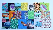 20 RARE 4" inch I spy cotton quilt novelty squares M&M Donut Krispy VW