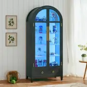 Minifigures Display Case 5 Tier Arched LED Light Figure Diecast Car Book Cabinet