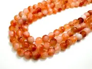 Cloudy White Orange Agate Faceted Round 8mm Gemstone Beads RNF132-16