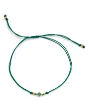 Zoe Chicco 14K Yellow Gold Birthstones Emerald Silk Cord Slider Bracelet