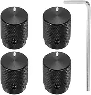 uxcell 4 Pcs Aluminium Potentiometer Knobs, 1/4"(6mm) IDx1/2(12.5mm) ODx5/8(16mm) Height Universal Volume Tone Control Knobs for Guitar, Bass, Oval Indicator, Matte Black