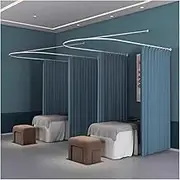 Beauty Salon Privacy Partition Curtains, U-Shaped Long Support Rod Room Partition, Semi-Transparent Curtains for Shared Bedrooms
