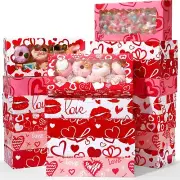 120 Pcs Valentine's Day Treat Boxes Valentine Heart Cookie Boxes with Window ...