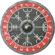 Scandavion Slavic Runes 24"" Wooden Viking Shield Black & Red., standrad