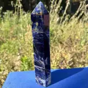 920g Natural blue sodalite Quartz obelisk Crystal gem tower healing decor gift