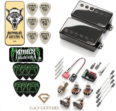 EMG JH Set James Hetfield Black Chrome Standard Space Short Pots +12 PICKS & TIN