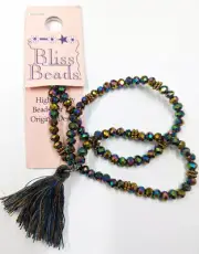 Glass Beads Bliss Beads 1 String Bright Metallic Iris AB 4mm Round Cuts