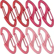HINZIC 8pcs Anti Theft Zipper Locks, S-Shape Dual Opening Theft Deterrent Clasps, Zipper Clips Replacement for Backpacks Luggage Clothing Traveling Sports- Light Pink & Dark Pink & Red & Dark Red