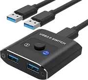 USB 3.0 Switch Selector, Bi-Directional USB Switch 2 in 1 out / 2 in 1 out, USB Switcher 2 Computers Share 1 USB Devices for Printer, Keyboard, Scanner, Mouse, USB Switch Compatible with Mac/Win/Linux