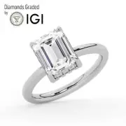 Emerald Solitaire Labgrown Diamond Engagement Ring Platinum 5.25 Ct