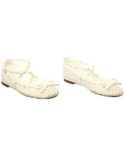 Valentino Rockstud Mesh & Leather Ankle Strap Ballerina Flat (Authentic Pre- Owned)