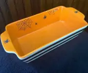 GRACE BAKE SHOP ORANGE BLACK STRIPED SPIDER WEB HALLOWEEN BAKING LOAF PAN