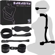 Sex Bondage BDSM Sex Toys for Women Men Couples with Hand cuffs Blindfold Collar Restraints Adult Toy Kit (Black)