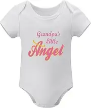 [WOOYONGING] Grandpa's Little Angel Newborn Onesie Zipper Short Sleeve Summer Romper Baby Boy White Baby Boy Outfits Newborn