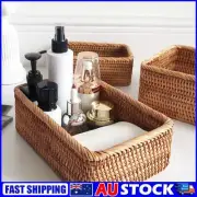 Rattan Storage Basket Weaving Wicker Food Basket Bread Fruits Tray Rectangular ~