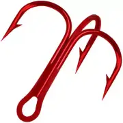 Red 100pcs Sharp Fishing Hook Barbed 1/0-3/0 1-12# Carbon Steel Treble Lure Hook