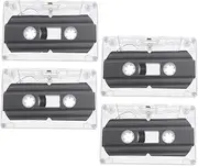 Homoyoyo 4Pcs Blank Audio Cassette Empty Audio Cassette Tape Output 90 min Time Clear Plastic Cassette Tape Case