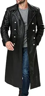 [LP-FACON] Mens Vintage German Classic WW2 Officer Military Uniform Leather Trench Coat Jacket