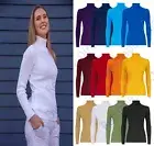 WOMEN LADIES RIBBED POLO NECK TOP JUMPER TURTLE ROLL NECK FULL SLEEVE PLAIN TOP