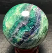 TOP 790 G Ø 77mm Natural Fluorite Quartz Crystal Sphere Ball Healing YCXF127