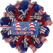 Let Freedom Ring Gnomes Handmade Patriotic Deco Mesh Wreath