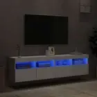 2pcs RGB LED Lights Wall TV Cabinet Entertainment Unit Table Stand Storage Shelf