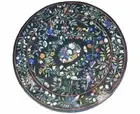 24'' black round marble table top coffee bird table handmade room decor inlay