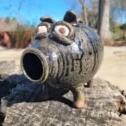 Pig Folk Art Pottery Figure Brown Glaze by Harold Ferguson | 7" x 4.5" x 8"