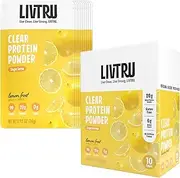 sweetshop LivTru Clear Protein Powder, Lemon Frost, 10 Packets, 20g Protein Sugarfree with Sukré Prebiotic, Easy Mix, Diet Friendly & Lactose Sensitive, Clear Whey Isolate Protein Water Powder Mix