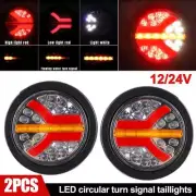 2x LED Hamburger Tail Lights Round Tail Light Turn Signal Truck Car 12/24V