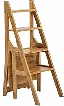 4 Step Folding Ladder Chair, Library Ladder Bookshelf Plant Stand Adult Step Stool for Home Kitchen Office Storage and Decoration(Color 2)