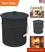 Sturdy 3 Gallon Ash Storage Bucket with Lightweight Lid & Secure Grip Handle