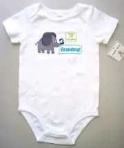 NWT Baby Boys 18 Mo. SNAP TEE White Cotton Elephant / Grandma Graphic Free Ship