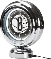 Trademark Gameroom Brooklyn Nets NBA Chrome Retro Style Tabletop Neon Clock